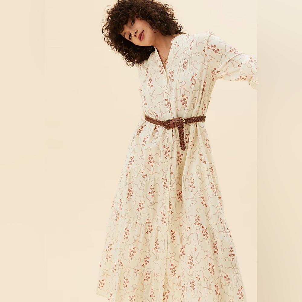 PER UNA - Pure Cotton Floral Midaxi Shirt Dress sz 16 R